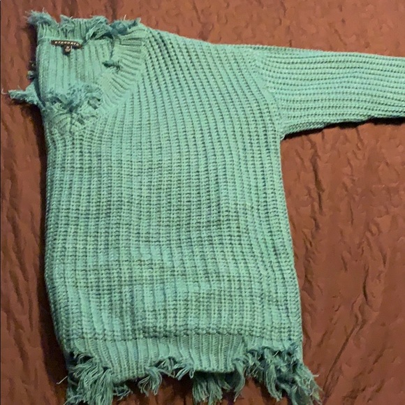 Teal oversized V-Neck sweater - Picture 4 of 5